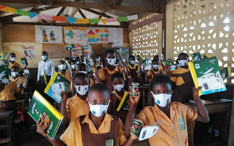 Students at an elementary school in Ghana